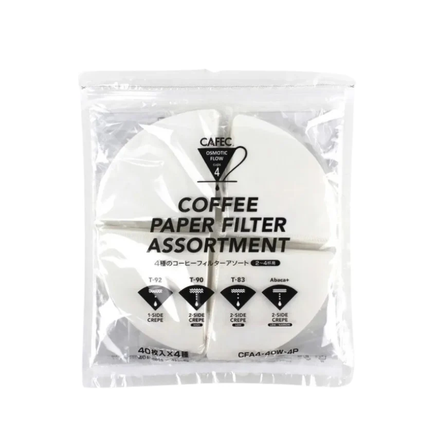 【CAFEC 三洋】4合1 漂白手沖咖啡濾紙套裝 (淺焙/中焙/深焙/麻纖維) 共160張 玩轉不同風味 (1杯/2-4杯)