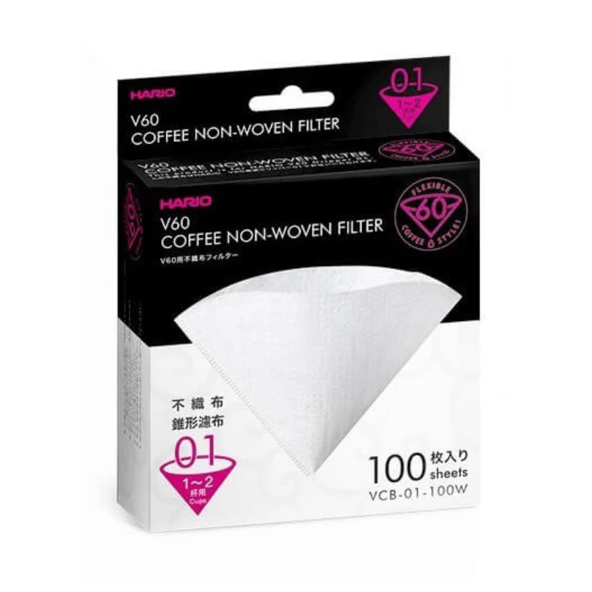 Hario|V60 01 Non-woven Conical Filter Cloth 100 Sheets (VCB-01-100W) Specially Designed Pour-Over Coffee "Filter Paper"