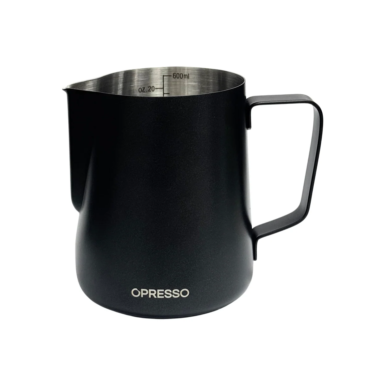 Coffee Latte Art Cup (600ml) - Stainless Steel/Off-White/Black