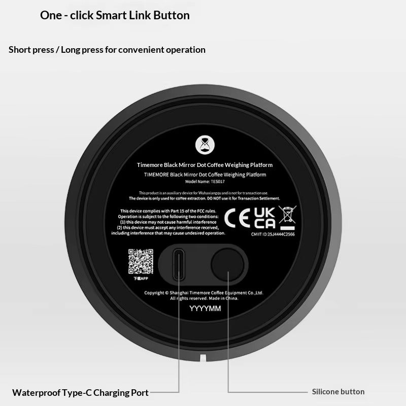 【TIMEMORE 泰摩】黑鏡 Dot 智慧藍牙咖啡電子秤 | 無螢幕 App 互聯 | 手沖意式適用 Black Mirror Dot