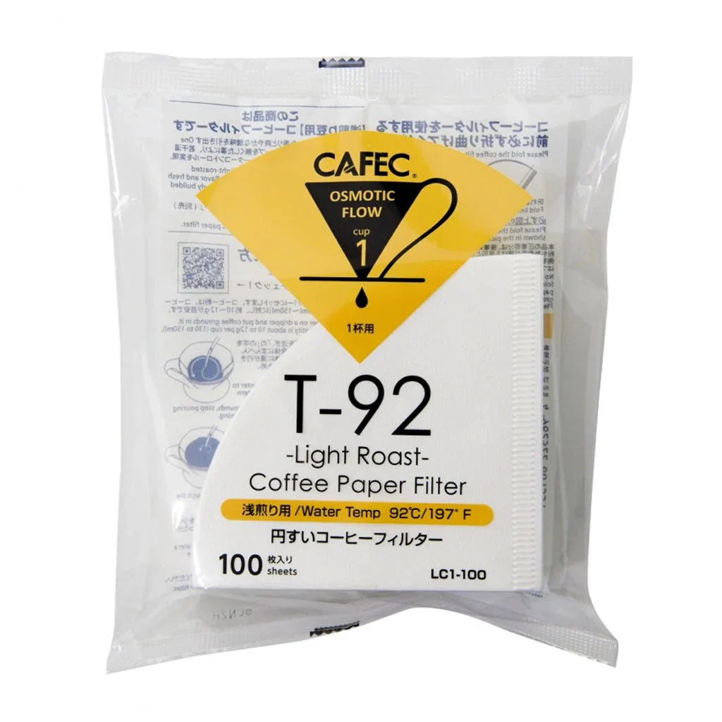 【CAFEC】T-92 淺焙手沖咖啡專用濾紙 Light Roast Coffee Paper Filter LC-100 (1杯用 / 100張)
