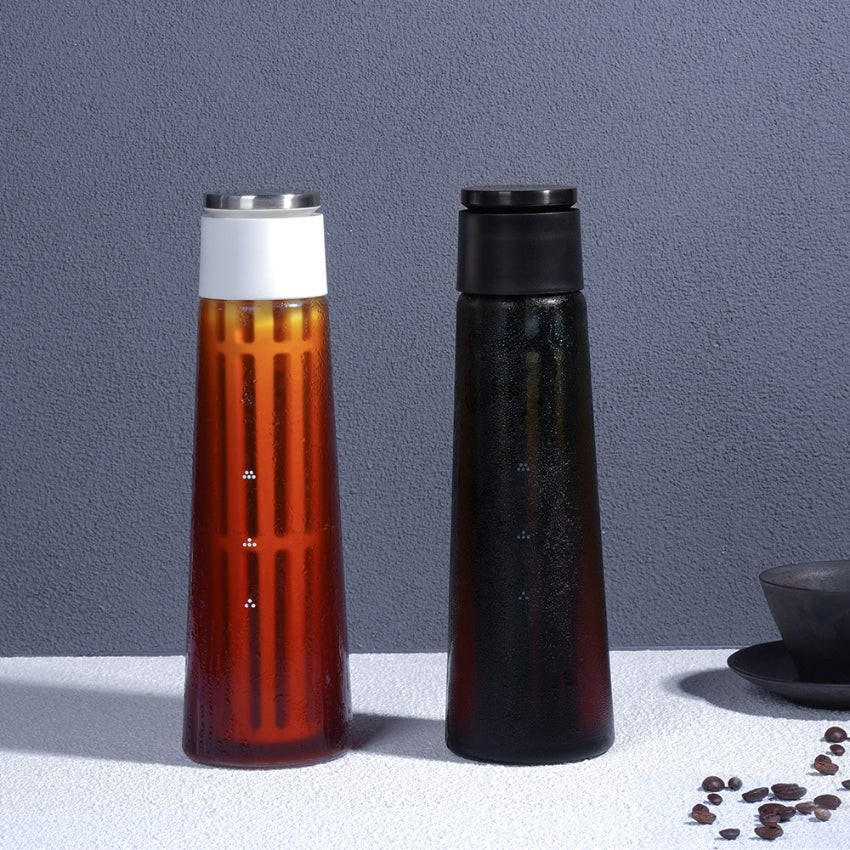 【TIMEMORE 泰摩】 冰錐冷泡壺 玻璃冷泡咖啡瓶 600ml (黑色/白色)*新舊包裝隨機發貨*【附送漏斗及清潔刷】