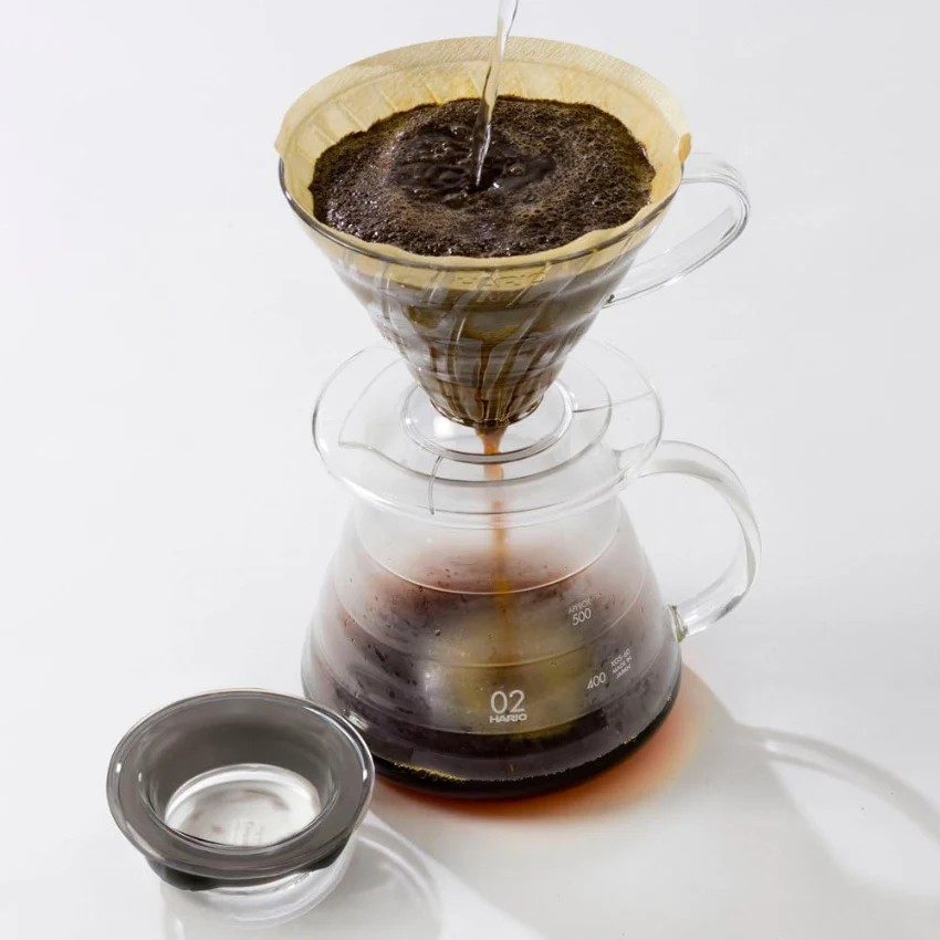 HARIO|V60 02雲朵咖啡壺 玻璃下壺 (600ml, 2-5杯) XGSR-60-TB【平行進口產品】