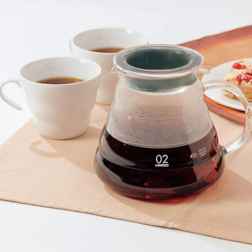 HARIO|V60 02雲朵咖啡壺 玻璃下壺 (600ml, 2-5杯) XGSR-60-TB【平行進口產品】