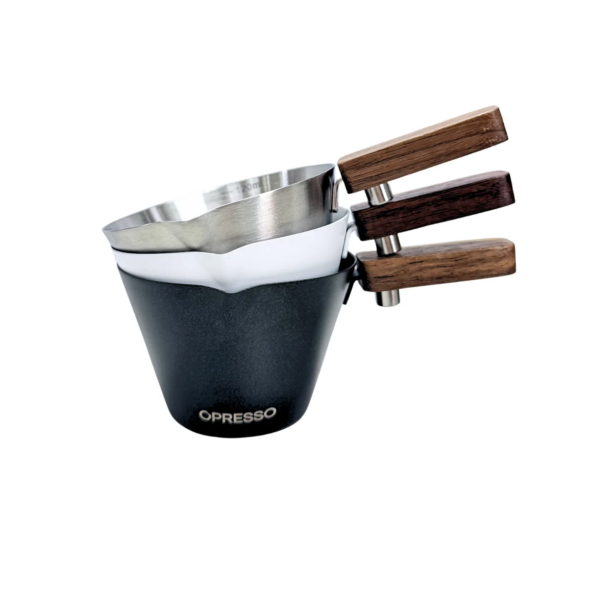 木柄不鏽鋼意式濃縮咖啡量杯 (120ml) Expresso Coffee Cups With Handle,Stainless Steel - 不鏽鋼/白/黑色