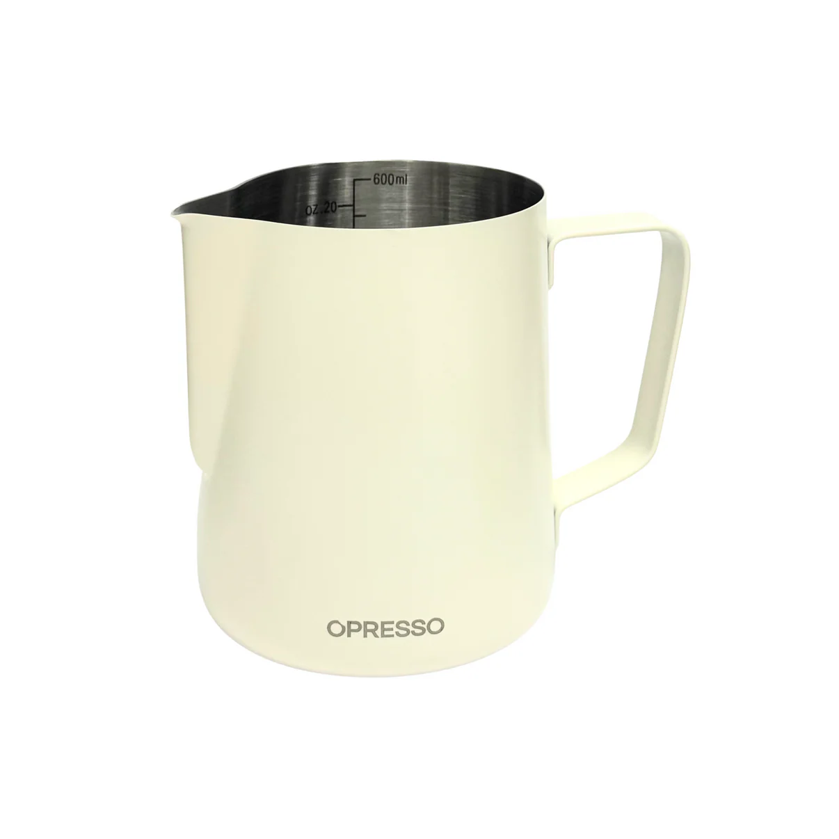Coffee Latte Art Cup (600ml) - Stainless Steel/Off-White/Black