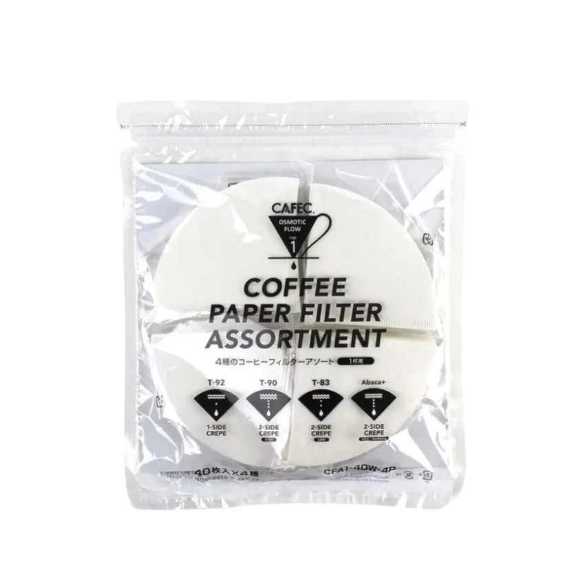 【CAFEC 三洋】4合1 漂白手沖咖啡濾紙套裝 (淺焙/中焙/深焙/麻纖維) 共160張 玩轉不同風味 （1杯/2-4杯）