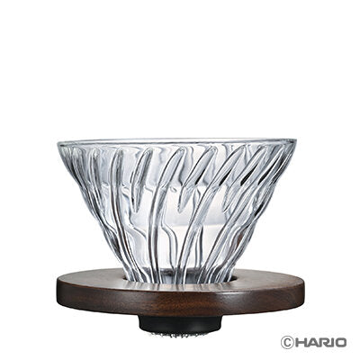 【HARIO】V60 02 玻璃濾杯 胡桃木托架 (1-4杯) | 手沖咖啡濾杯 Walnut Dripper VDG-02-WN