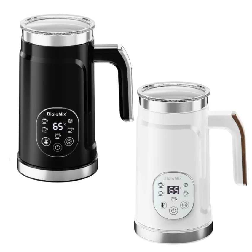 Biolomix | Fully Automatic Electronic Touchscreen 5-in-1 Electric Milk Frother - Black/White [6-Month Warranty]