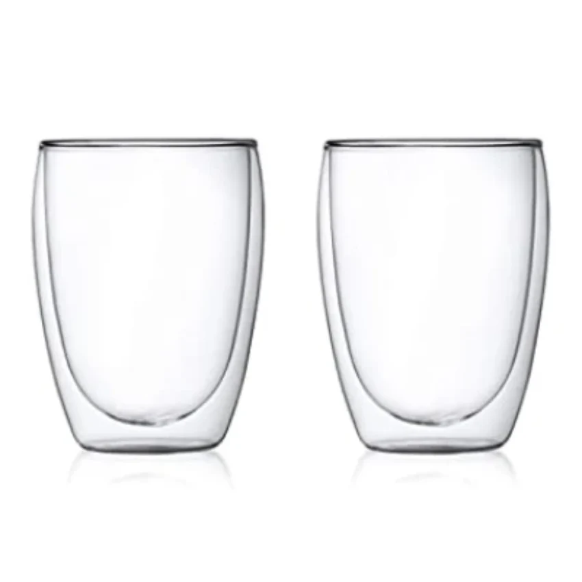 Bodum｜Pavina 雙層隔熱玻璃杯 2件裝 (350ml/12oz) 經典雙層設計 咖啡杯